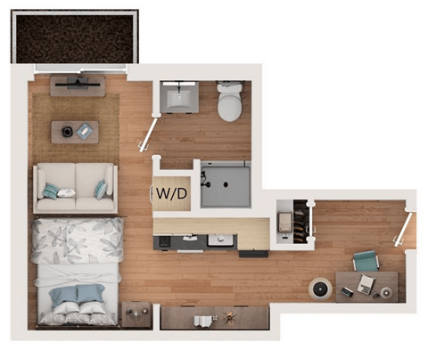 Floor plan for studio, 1 bath, 362 sqft